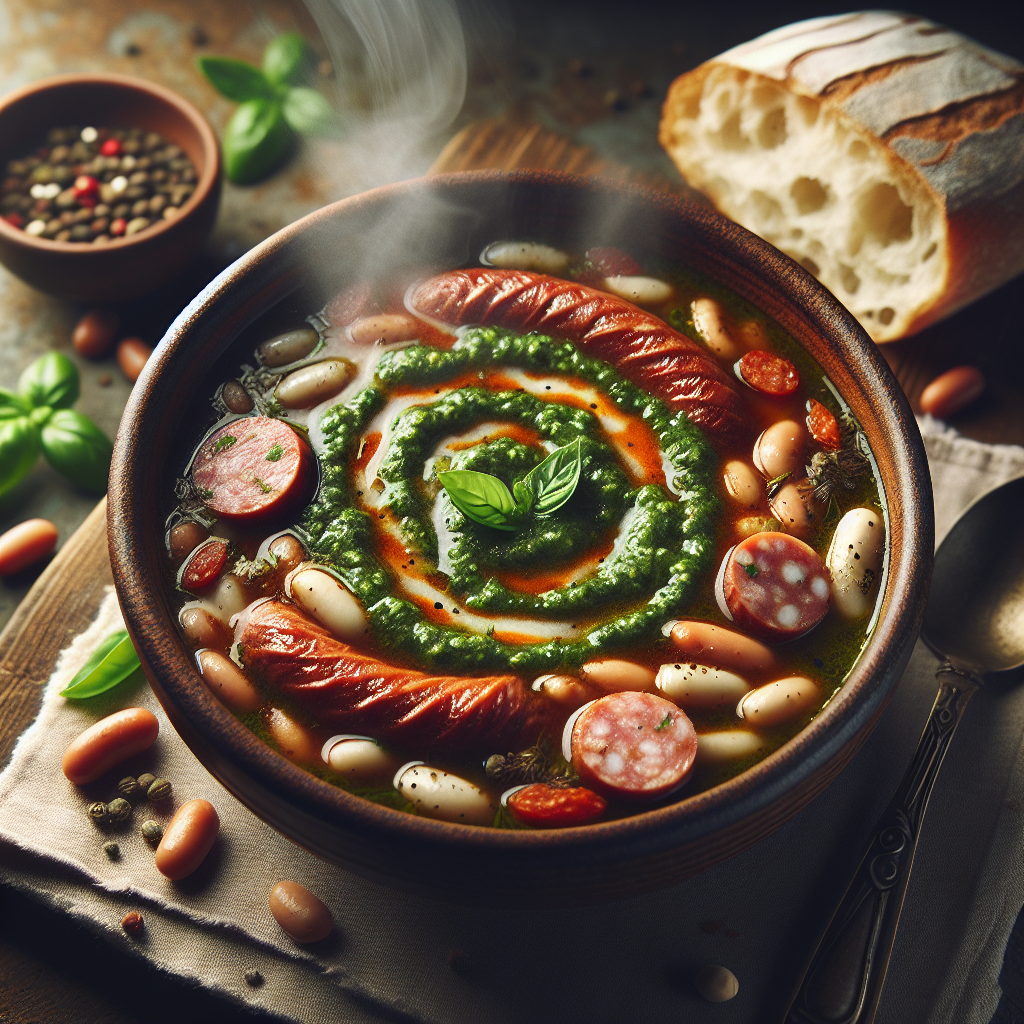 Bean and Sausage Soup with Pesto