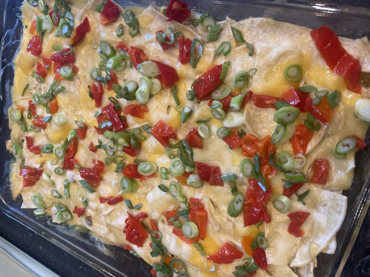 Green Chicken Enchilada Casserole