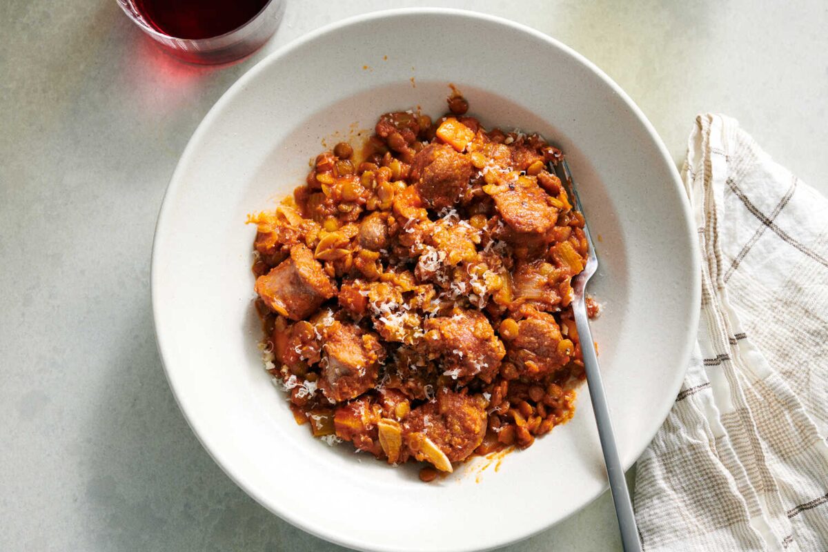 Stewed Lentils with Sausage