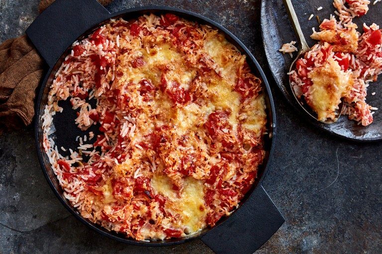 Tomato Rice With Crispy Cheddar